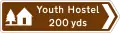 Auberge de jeunesse dans la direction indiquée (avec distance)
