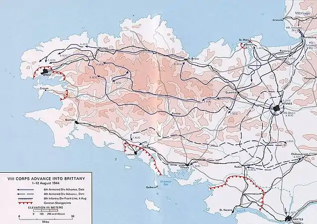 La conquête de la Bretagne par la 3e armée de Patton. Brest est atteinte le dimanche 7 août