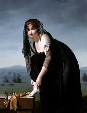 Une étude de femme d’après nature ou Portrait présumé de Madame Soustras laçant son chausson (1802), Paris, musée du Louvre.