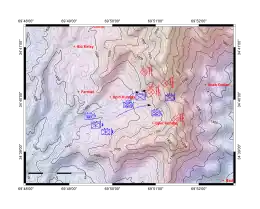 Carte topographique détaillant la position des forces en présence lors de la tentative d'encerclement.