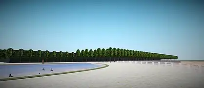 Vue panoramique (vers le nord) depuis la demi-lune de Villeneuve-le-Roi vers 1710.