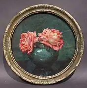 Vase aux deux roses, aquarelle diam. 21 cm, exposée en 1927 à la galerie G. Petit