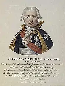 Jean-Baptiste Nompère de Champagny, duc de Cadore, grand chancelier de l'ordre. Son écharpe de l'Ordre de la Réunion est ici cachée par celle de la Légion d'honneur