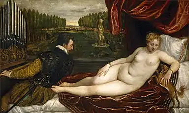Vénus avec l'organiste et un petit chienv. 1550, musée du Prado, Madrid