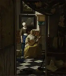 Johannes Vermeer, La Lettre d'amour, vers 1669-1670, 44 × 38,5 cm, Amsterdam, Rijksmuseum.