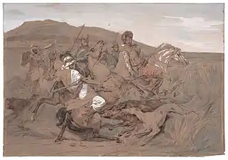 Chasse au sanglier (vers 1835), cabinet des estampes et des dessins de Strasbourg.