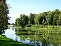 Le grand étang dans le parc du château, qui ne fait plus penser à un jardin régulier dans ce secteur.