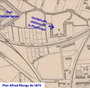 Vestiges du château sur plan de 1874