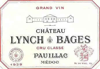 Château Lynch-Bages (AOC pauillac, 5e cru classé) : le château est stylisé.