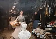 Un coin des halles - Musée des Beaux-Arts - Bordeaux. Devant, un buste de John Warrington Wood