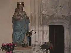 Vierge en pierre polychrome.