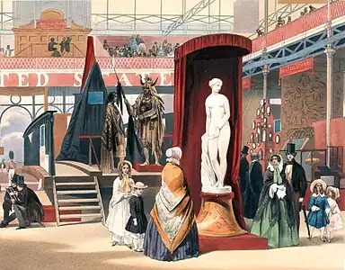 Lithographie, exposition de la statue de Power, 1851.