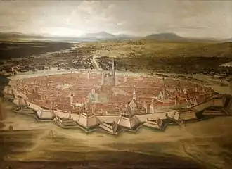 Vue de Vienne avec son enceinte depuis Josefstadt, 1690