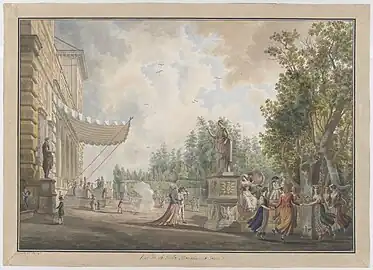 Ducros/Volpato Palazzina Borghese (Rome), eau-forte au trait aquarellée