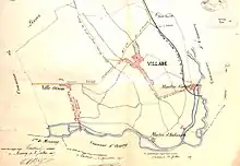 Plan d'une commune à la fin du XIXe siècle.