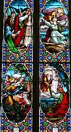 Vitrail de l'histoire de Moïse.