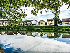 Voujeaucourt vu du parc de loisirs.