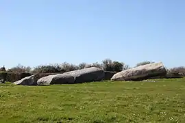 Grand menhir brisé d'Er Grah de Locmariaquer en Bretagne.