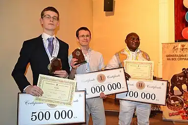 Championnats du monde 2013Boomstra (3e) - Georgiev (1re) -  Ndjofang (2e).