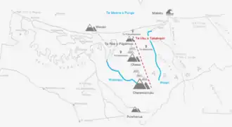 Carte sommaire montrant un territoire littoral partiellement montagneux.