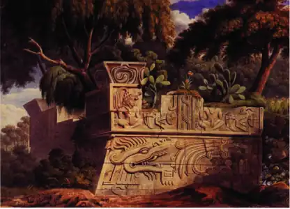  Vue de la pyramide de Xochicalco (aquarelle, vers 1829), Fomento Cultural Banamex, Mexico