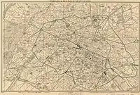 Plan de Paris et de son métro en anglais publié par Ward, Lock & Co. en 1905.