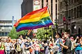 Le drapeau arc-en-ciel à la marche des fiertés de Minneapolis aux États-Unis en 2013.