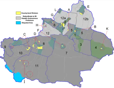 Map of Xinjiang Uyghur Autonomous Region
