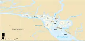 Carte des îles Discovery en Colombie-Britannique au Canada