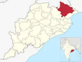Localisation de District de Mayurbhanjମୟୁରଭଂଜ ଜିଲ୍ଲା