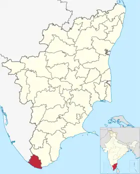 Localisation de District de Kanniyakumari