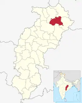 Localisation de District de Surgujaसरगुजा जिला