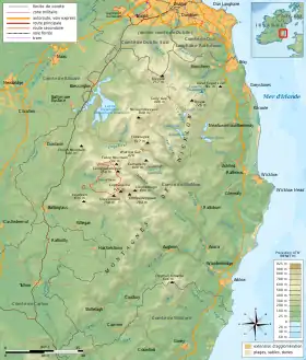 Carte topographique des montagnes de Wicklow.