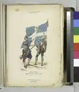 Mousquetaire et porte étendard du régiment des Gardes françaises.