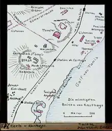Ancien plan de Carthage en langue allemande