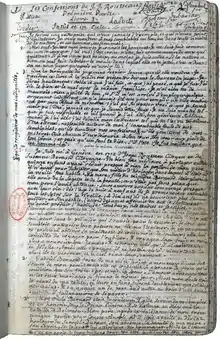 Reproduction d'un feuillet manuscrit.