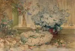 Chez la fleuriste, aquarelle sur papier marouflé sur toile 124 cm x 184 cm, 1905. Centre national des arts plastiques FNAC 1663. Photo Yves Chenot