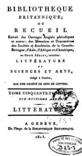 Première page d'une revue, précisant le n°, l'année, et qu'elle contient des extraits littéraires