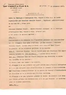 lettre d'engagement de Charles Tissot en 1917