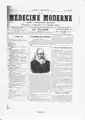 La Médecine Moderne (22-01-1896) — Le professeur Schiff de Genève. Planche extraite de Moritz Schiff : la vie et les carnets de laboratoire d'un physiologiste du XIXe siècle 2003 — Thèse de médecine, Université de Strasbourg, par A. Loucif (avec l'aimable autorisation de l'auteur).
