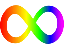 Symbole de l'infini aux couleurs de l'arc-en-ciel.
