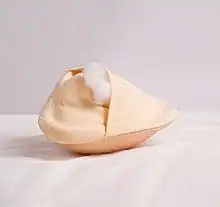 image d'une prothèse posée sur la face avant et montrant la face arrière qui s'ouvre comme une taie d'oreiller permettant de moduler la quantité de fibre contenue.