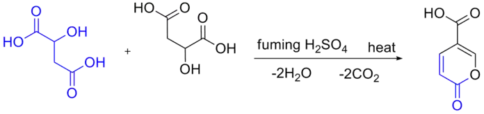 (en) Conversion de l'acide malique en acide coumalique.