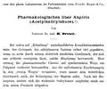 Présentation pharmacologique de l'aspirine, par le Dr Heinrich Dreser (1899)