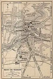 Situation de l'asile des aliénés, sur un plan ancien, au nord de la ville.