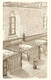 Dessin montrant une salle d'hôpital.