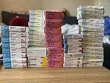 Boîte de Sertraline 50 mg provenant de différents laboratoires génériques distribués en France