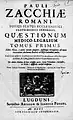 Quaestiones medico-legales, tome I, édition du 1701