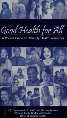 Page de garde d'un guide d'accès au soin. Plusieurs photos monochromes représentent le visages de différentes personnes, la plupart souriantes.